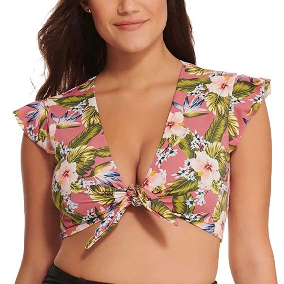 Beach Betty by Miracle Brands Other - Beach Betty slimming control tie front ruffle top